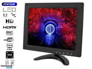 Monitor LCD 10 Zoll LED VGA HDMI AV USB BNC 12V 230V... NVOX PC105VHB