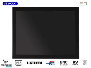 Monitor open frame LED 10 inch VGA HDMI USB BNC AV 12V 230V