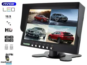 LCD Auto-Monitor 7 Zoll HD Rückfahrhilfe und Überwachung mit Unterstützung für bis zu 4 Kameras