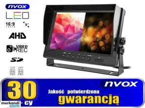 LCD Auto-Monitor 9 Zoll AHD 4pin mit Rekorderfunktion 12v 24v