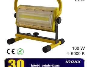 Prenosni LED reflektor 100W 6000K aku/230V