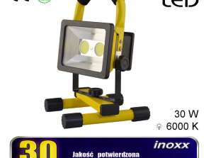 Prenosni LED reflektor 30w 6000k aku/ 230v
