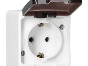 Egyenes aljzat 2P Z SCHUKO fröccsenésálló füstsapkával IP44. SMART. fehér