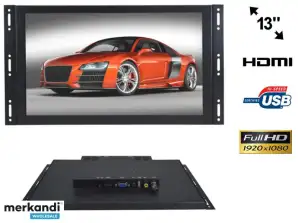 Monitor im offenen Rahmen IPS LED 13 Zoll Full HD VGA HDMI USB AV 12V 230V