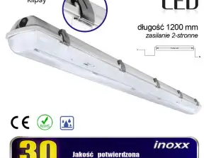 Hermetisk industriell armatur IP65 LED 1x120cm T8 G13 med dubbelströmsförsörjning