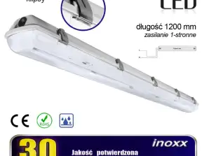 Industriell hermetisk armatur ip65 led 1x120cm t8 g13 med ensidig strömförsörjning