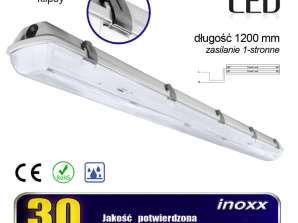 Luminaire Hermétique Industriel IP65 LED 2x120cm T8 G13, Alimenté Unidirectionnellement