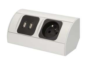 Meubelcontactdoos 1x2P Z. 2xUSB
