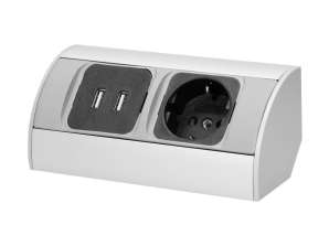 Mēbeļu kontaktligzda 1x2P Z. 2xUSB. schuko versija