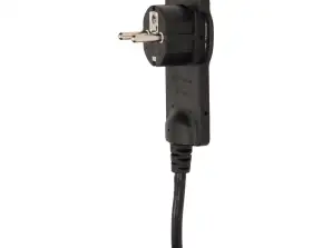Flat Uni Schuko-kontakt med håndtak. ikke demonterbar. kabel 1,5 m. svart
