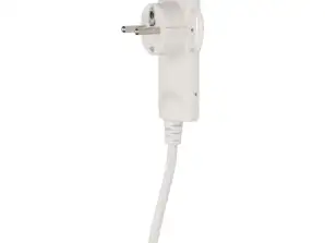 Flat plugg. Uni Schuko med holder. ikke demonterbar. kabel 1.5m. hvit