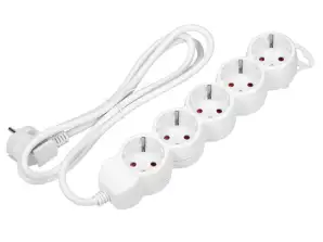 Удлинитель 5 розеток 2P Z schuko 1 5m H05VV F 3x1 0mm? Imax=10A белый