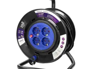 Alargador de tambor 4 enchufes 2P Z schuko cable PVC H05VV F 3x1,5mm? longitud 25m ENCHUFES FIJOS protección térmica