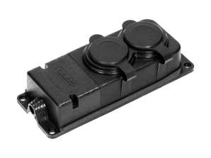 Влагостойкий и ударопрочный распределитель. IP44. 2 розетки 2P Z. 16A. 230V AC. резиновый. негорючий. версия шукo