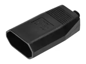 Flachsteckdose ohne Erdung. 2,5A. 250V. schwarzes Polykarbonat. 1 Stück