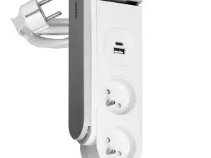 Tischsteckdosenleiste mit USB-Ladegerät und federigem Befestigungsclip