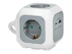 Verlängerungskabel 4x2P mit Schuko . USB A C Ladegerät. Schnellladung. 1.4m H05VV F 3x1.5mm?. grau