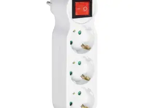 3x2P Z Schuko Splitter mit Schalter und Top-Stecker. weiß