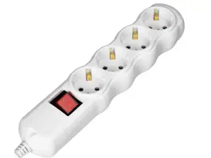 Verlängerungskabel mit Schalter 4x2P Z Schuko, weiß