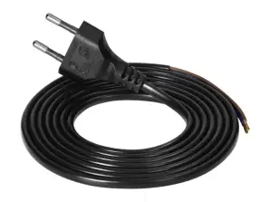 Câble de raccordement. prise EURO 2P. 2x0.75mm2. 1,9m. noir