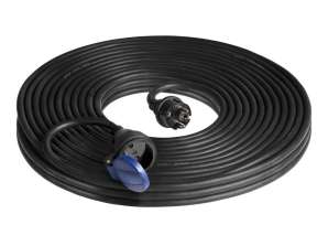 Spritzwassergeschütztes IP44 Werkstatt Verlängerungskabel 1x2P mit 30m öldichtem Gummikabel H07RN F 3x1 5mm? 230 VAC / 16 A