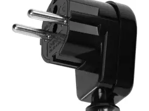 Uni Schuko 16A vinklet plugg. 230V. svart