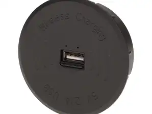 Беспроводная зарядка с дополнительным USB портом. черный