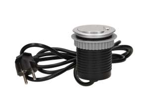Ingebouwde wandcontactdoos ?6cm in aanrecht met deksel, USB-oplader en kabel van 1,8m. 1x2P Z. 1xUSB