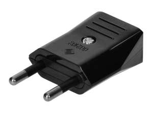 Чорна плоска вилка без заземлення. 2,5A. 250V