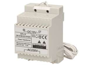 DIN-rail voeding 18VDC/0.5A voor intercoms uit de SAGITTA-serie