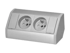 Möbelsteckdose 2x2P Z. grau-silber
