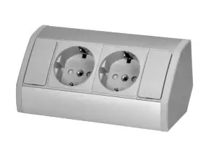 Möbeldose 2x2P Z Schuko . grau-silbern