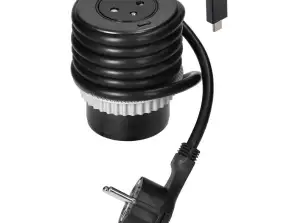 Toma empotrada en mesa 2P Z con sistema EasyEject. USB 3.0. 1.5m adaptador USB