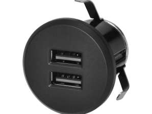 Charger 2XUSB 3.4A, flush-mounted in countertop, black