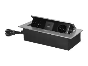 USB-Ladegerät und Kabel 1,5 m. 2x2P Z. 2xUSB Typ A C; 3,6A. silber