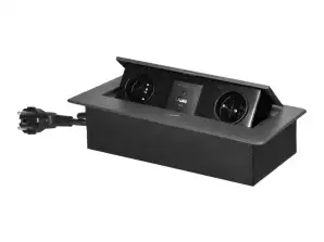 Зарядний пристрій USB та кабель 1,5 м. 2x2P Z. 2xUSB тип A C; 3,6A. графітові.