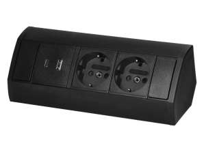 Möbelsteckdose 2x2P Z Schuko . 2xUSB Typ A C; 2.4A . schwarz