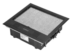 Bodensteckdose für modulare Steckdosen 6 x 45x45mm oder 12 x 22,5x45mm. Abdeckung: eigenes Material. schwarz