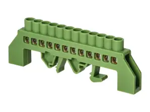 Geïsoleerde klemstrip PE 12 draden groen