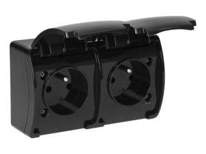 Двойная розетка 2x2P Z AQUATIC. IP44. черная