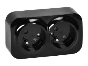 ToDo Kétszeres aljzat 2x2P Z. 16A/230VAC. IP20. Fekete