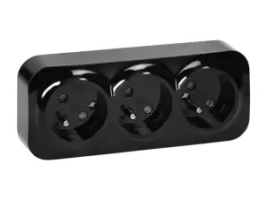 Тройний розетковий блок ToDo 2P Z IP20. 16A. 230V AC. чорний. 10 штук
