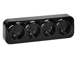 ToDo 2P Quad-Steckdose mit IP20. 16A. 230V Wechselstrom. schwarz