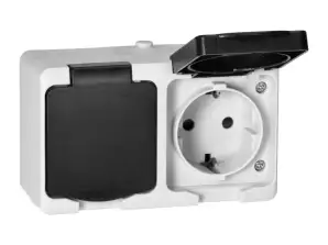 Double socket 2X2P Z Schuko AQUATIC MINI IP 54 black and white