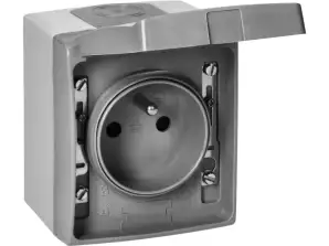 Einzelsteckdose 2P Z AQUATIC PRO IP 55 grau-grafit