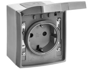 Einzelsteckdose 2P mit Schuko AQUATIC PRO IP 55 grau-grafit