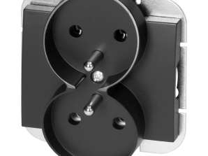 Çift priz p/t 2x2P Z Onyx. 16A. 250V. PT 6OR. siyah