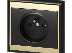 Tekil priz p/t 2P Z Luna. 16A. 250V. PT 16L. siyah/altın