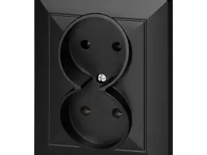 Doppel-P/T-Steckdose 2x2P Pearl. 16A. 250V. PT 5 P. schwarz