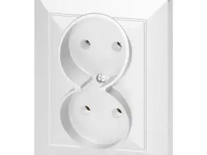 Doppelte Steckdose p/t 2x2P Pearl. 16A. 250V. PT 5 P. weiß